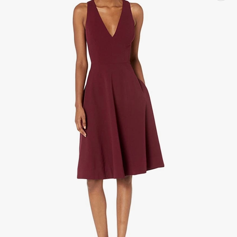 Dress The Population Catalina Fit & Flare Burgundy Cocktail Dress Size Small New